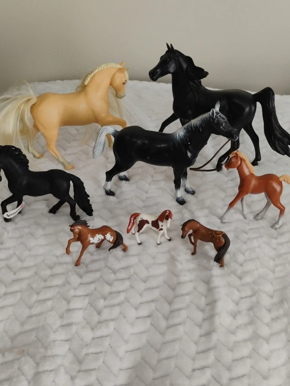 Assorted Kids Toy Horse Pack - Black, Cream, Brown Collectible Figures